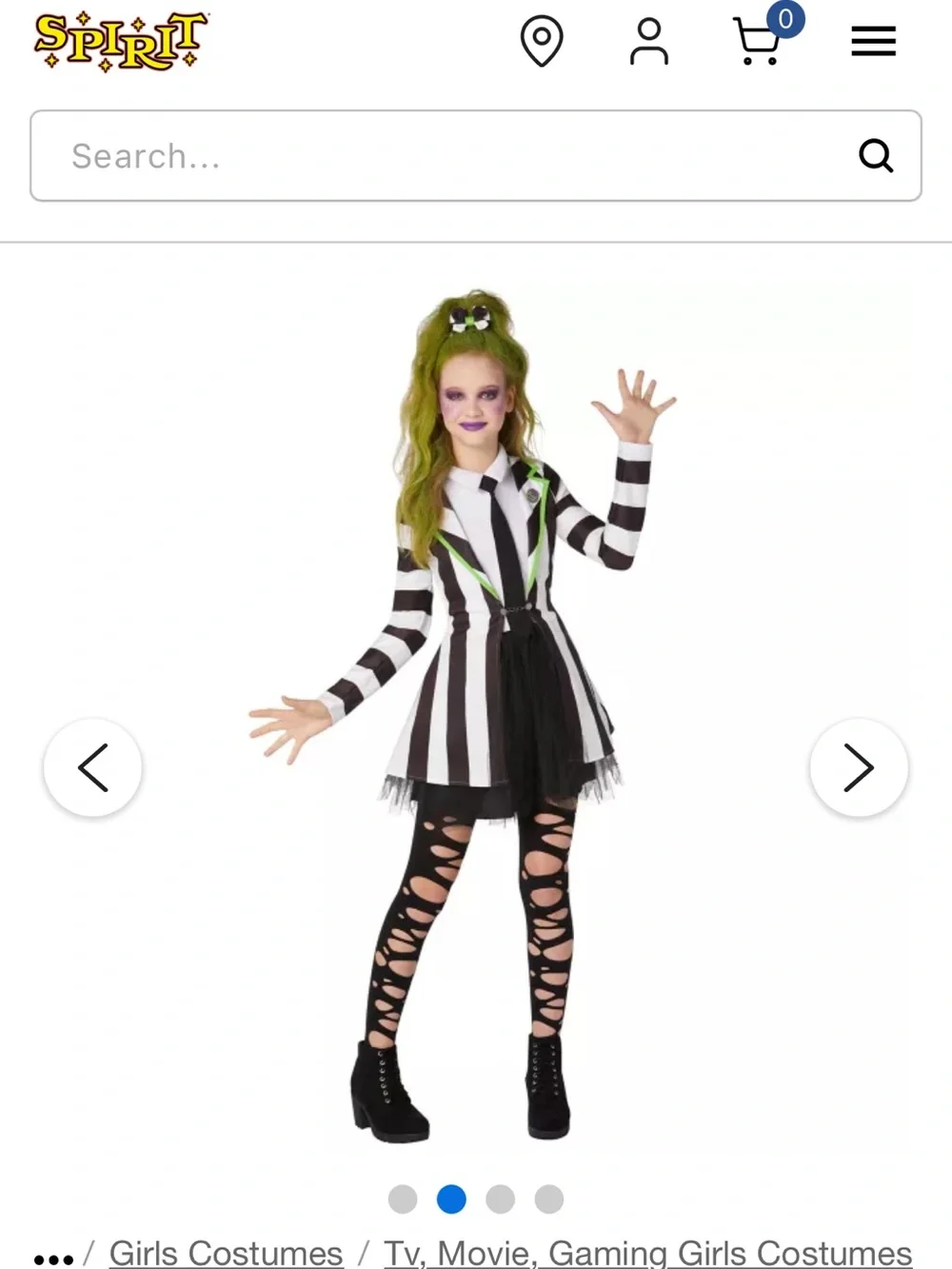 Beetlejuice Child Costume Dress & Accessories - makeup and candy bag HALLOWEEN